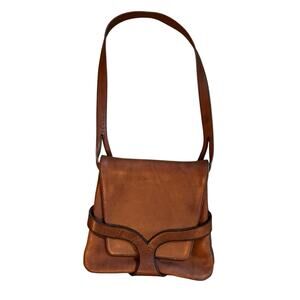 Vintage Frank Clegg Leather Purse 1970s Crossbody Bag, Chestnut Rare
